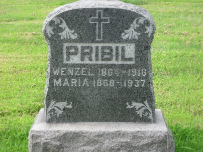 Wenzel &amp; Marie Peter Pribil (Richter) and granddaughter, Agnes Theresa Plaschko (not listed on marker)